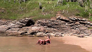 Summer at Three Scene-2 Horny Brunette on the Beach Fucking with a Black Stranger
