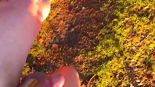 Daytime Naked walk in the woods , cold and windy