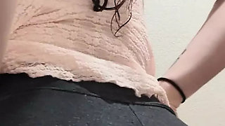 morning yoga pants try on
