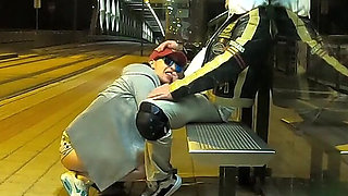 Really Risky Sex at a Bus Stop with a Young Stepsis That Ends with an Orgasm and a Cumshot