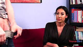 CFNM British voyeur MILF waits for cum of her horny jerker