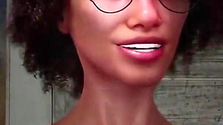 Ebony Sexy Girl with a Perfect Ass Massage a Fat Old Bald Man