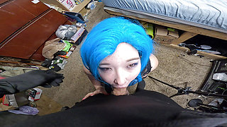 jynx takes enderman home for a blowjob filling her mouth with cum