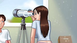 Summertime saga jenny gets suprised by looking at Anon big cock