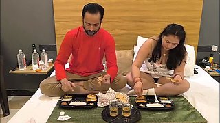 Desi stepdaughter PujaPrem seduces stepdad with her pink pussy - sucks big dick & rides monster cock hard