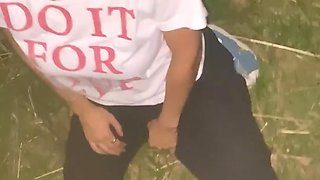 Obdeient slut blows me in the bushes