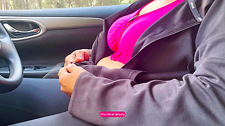 Car Fun - Stepson Unzips Desi Stepmom's Bra - Boobs Pressing in Public Road Trip