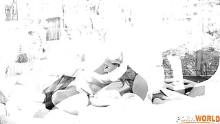 Hot MILF Brittany Bardot And Slutty Student Eveline Dellai Get DP'd In Steamy Foursome GP2488