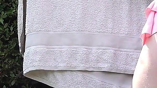 Pussy & Ass Flashing Hanging up Washing