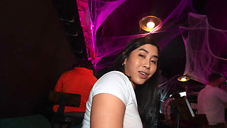 Asiasn girl with a fat ass having public sex with a BBC