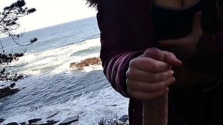 Public Blowjob with a View: Amateur Couple Almost Caught!