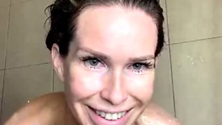 Whitney in the shower