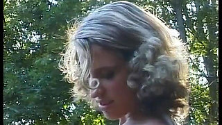 Blonde slave tied up in a street and humiliated with a dildo