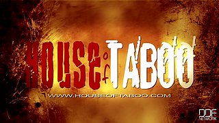 Bound latex-wearing Bailey peeing