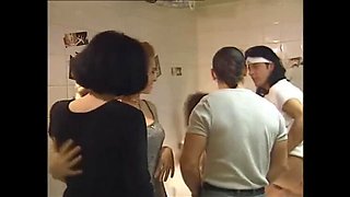 Hot Club Bathroom Orgy with Horny German Swinger Couple