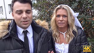 DEBT4k. Groom has to watch brides sex with insistent debt collector