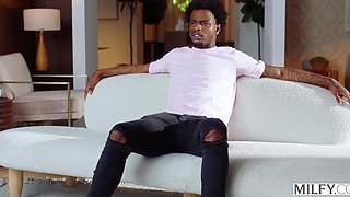 Curvy MILF seduces and fucks with a black dude in her pussy hard