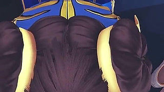 Chun Li Street Fighter 6 Blowjob - Sexy Cosplay Anime Girl Sucks Big Cock Deepthroat with Facial Cumshot and Gets POV Titfuck