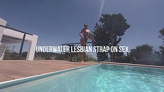 Underwater Lesbian Strap on Sex