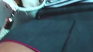 Blonde Teen Hot Footjob and Pee in Public Train