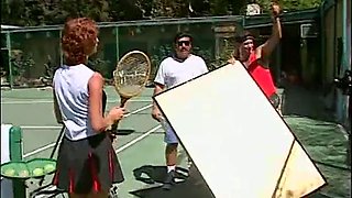 Sexy slut on a tennis court loves to have her asshole filled up with big dick