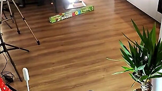 Two Hot Sexy Beautiful College Girls Play Ping Pong Cup Game Behind the Scenes of Short Skirt Try on
