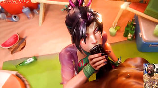 Slutty Fucking Ass Psylocke Deepthroats a BBC at the Beach, Honoka Big Breast Paizuri Cumshot Facial