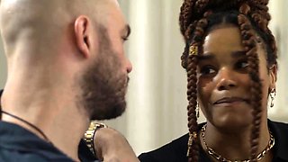 Ebony Trans babe Cloudy Vi butt fucked by big cock