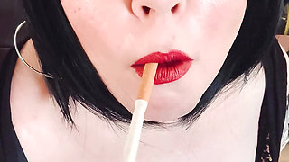 I Want To Deepthroat On Cock With My Lungs Filled With Smoke! - Tina Snua Smokes A Cork Tipped Cigarette In Gloves & Tits Out