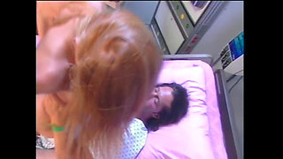 Beautiful Redhead Nurse Takes Care of the Patient by Sucking His Cock