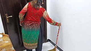 Desi Maid caught and fucked very hard when she inserts a broom in her big ass