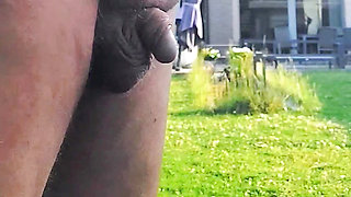 Small dick piss in the garden