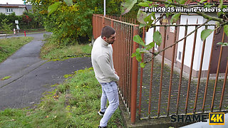 SHAME4K. Street whore Texas Patti went all the way behind a fence and continued to fuck a young stud