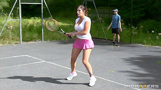 Abbie Cat and Yuffie Yulan flashing their tits while playing tennis