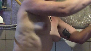 Naked deep cleaning my bathroom giving you lots of sexy new angles and positions for you to perv on me in
