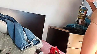 Sexy and Naughty Wife Tries on Clothes That She Cuts.