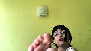 Step Sister Fingering Dick and Jerking off Foot Fetish