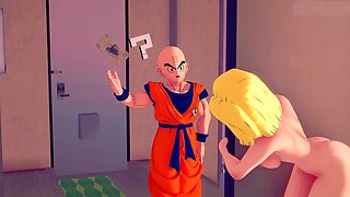 Kame Roshi goes wild on Android 18 right in front of Krillin