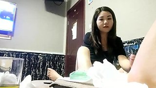 Cute amateur asian web cam girl playing with her toy