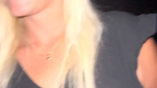 Outdoor parking at the car close-up dress pulled up blonde milf squirts legs down trembling twitch moaning, stud watches.