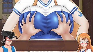 Nami's voluptuous breasts in a pirate training session by LoveskySanX