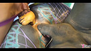 Anuskatzz gets double stuffed with a cock and a strapon