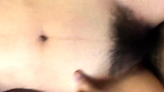Perky breasted Thai girl takes a POV dick in her hairy peach