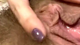 Big clit big labia and hairy pussy rubbing