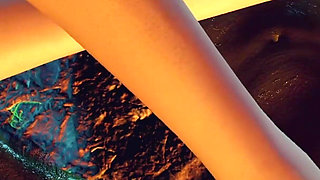 3D Cute Skinny Asian Slut Have Threesome Sex with Two Big Cock Monsters