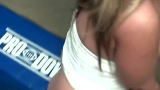 Hotwife squirting blowbang in garage