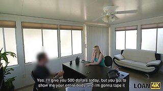 LOAN4K. Blue-eyed babe is banged on the desk