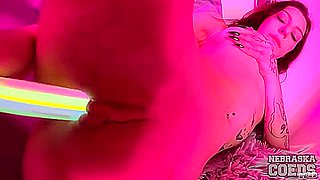 Dora Tries Double Penetration With Glowsticks In Her Ass And Pussy Hole