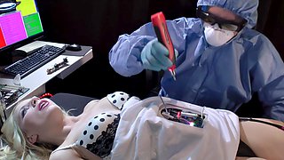 Blonde sex doll Ashley Fires gets fucked and jizzed by a doctor
