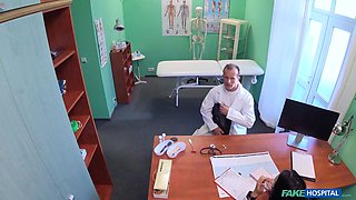 Sexy nurse pounds the doctor and then fucks a girl patient - faux health center